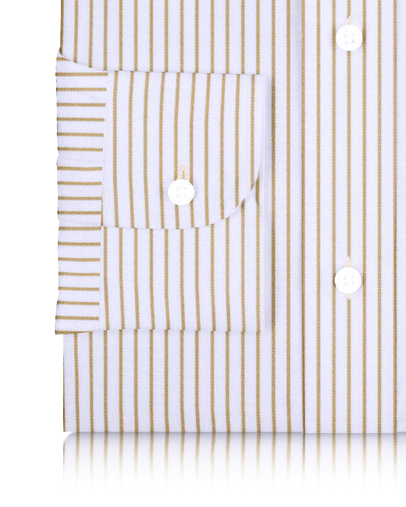 Cotton Linen: Ecru Stripes On white