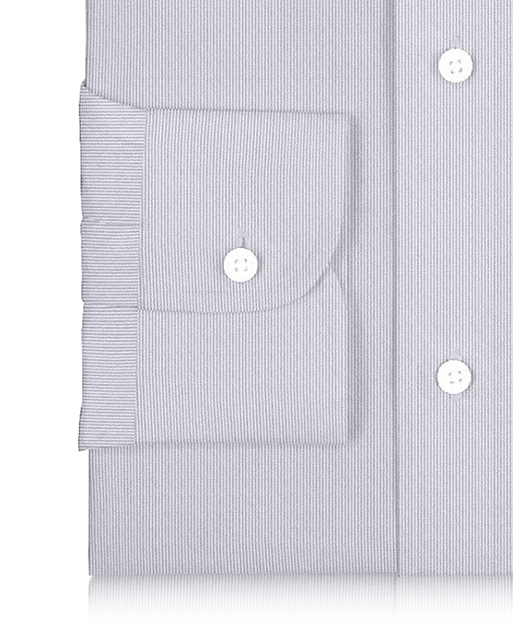 Cotton Linen: Grey Hairline Stripes On White