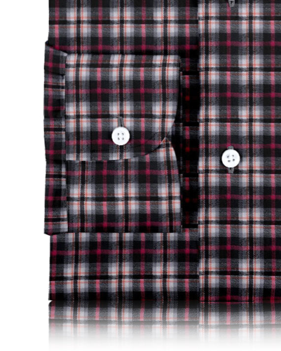 Pink Black White Madras Twill Flannel Work Shirt