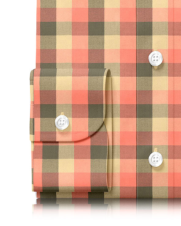 Orange Olive Tan Windowpane Twill Flannel