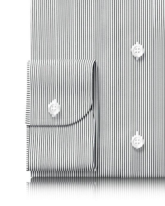 Friday Shirt: Black Pencil Stripes On White - 3