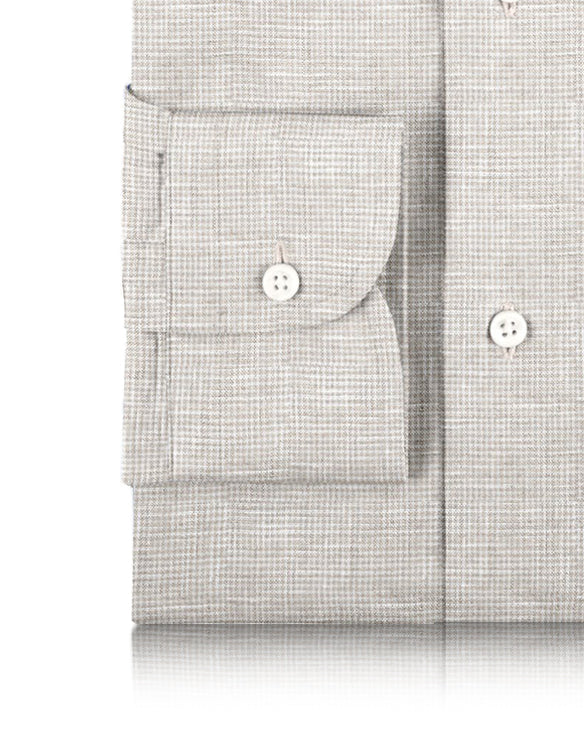 Irish Linen: Ecru White Mini Houndstooth Checks - 3