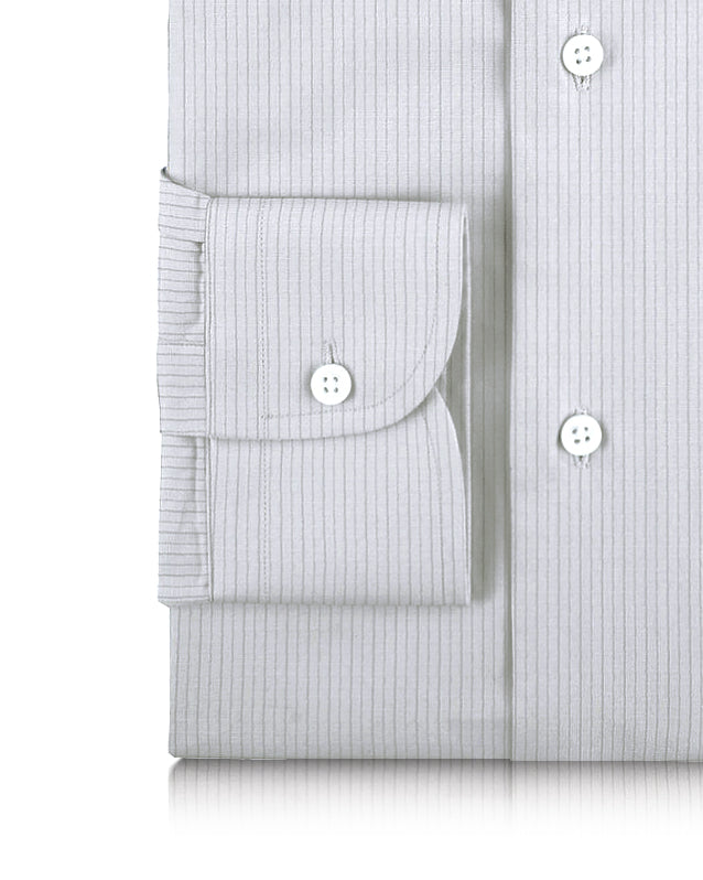 Linen:Vertical Grey Pinstripes on white