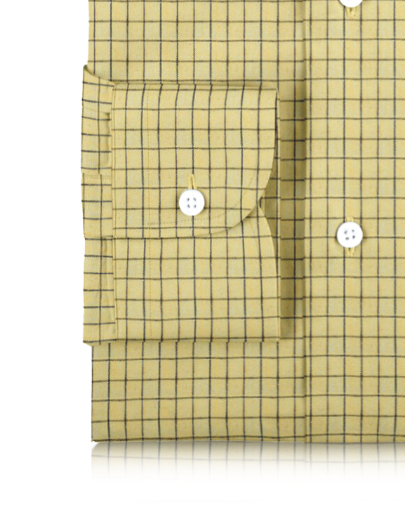 Linen: Yellow with Blue Black Graph Checks - 3