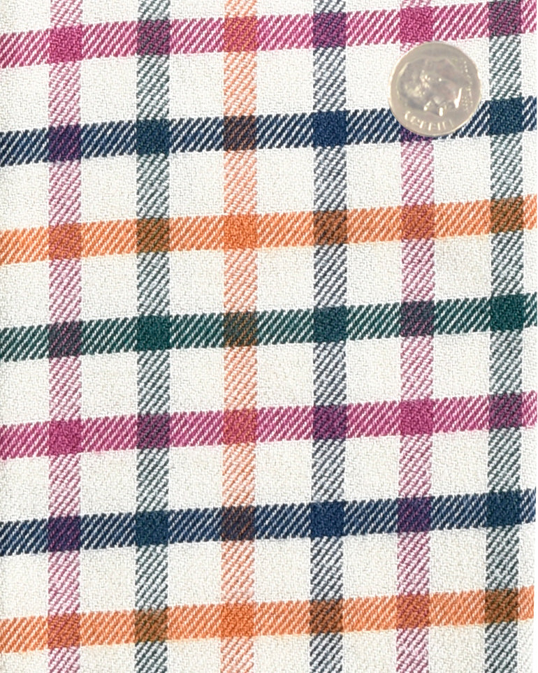 Pink Orange Green Blue Window Pane Checks Flannel Work Shirt - 4