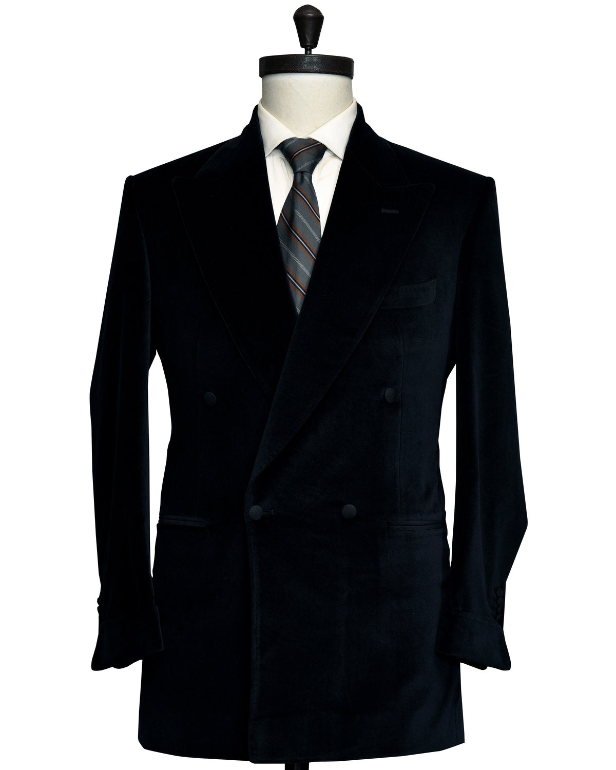 Dugdale Cotton Black Velvet Double Breasted Jacket - 1