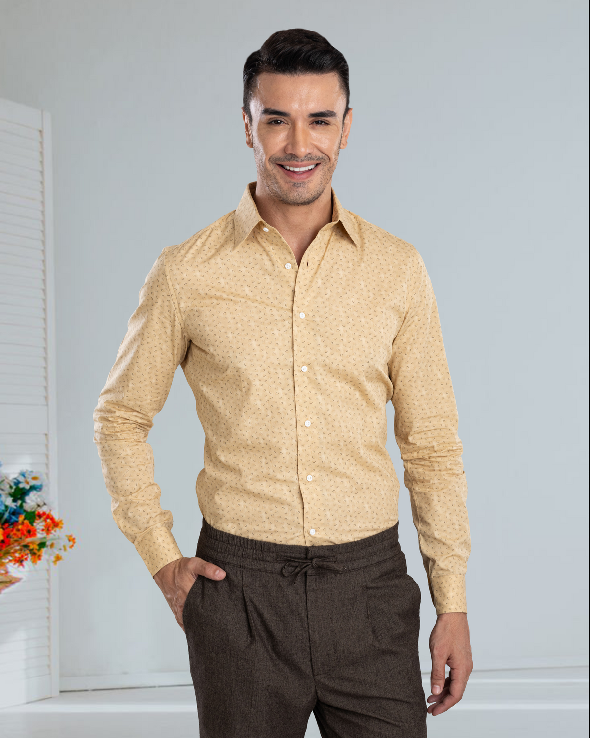 Mini Florals On Beige Shirt - 3