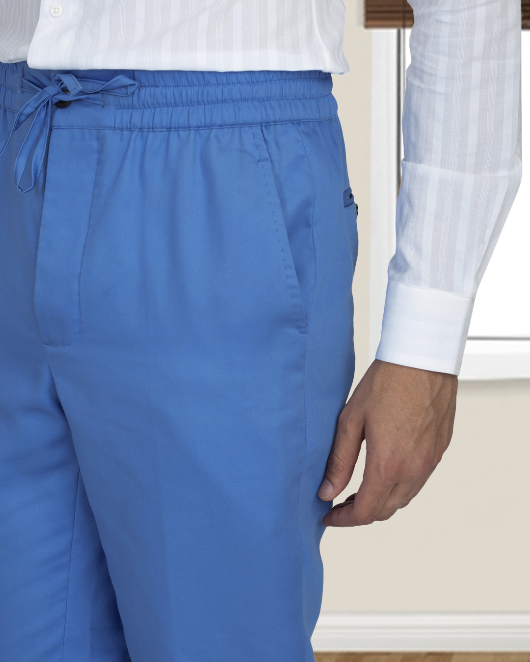 Light Cobalt Blue Twill Drawstring Pant - 6