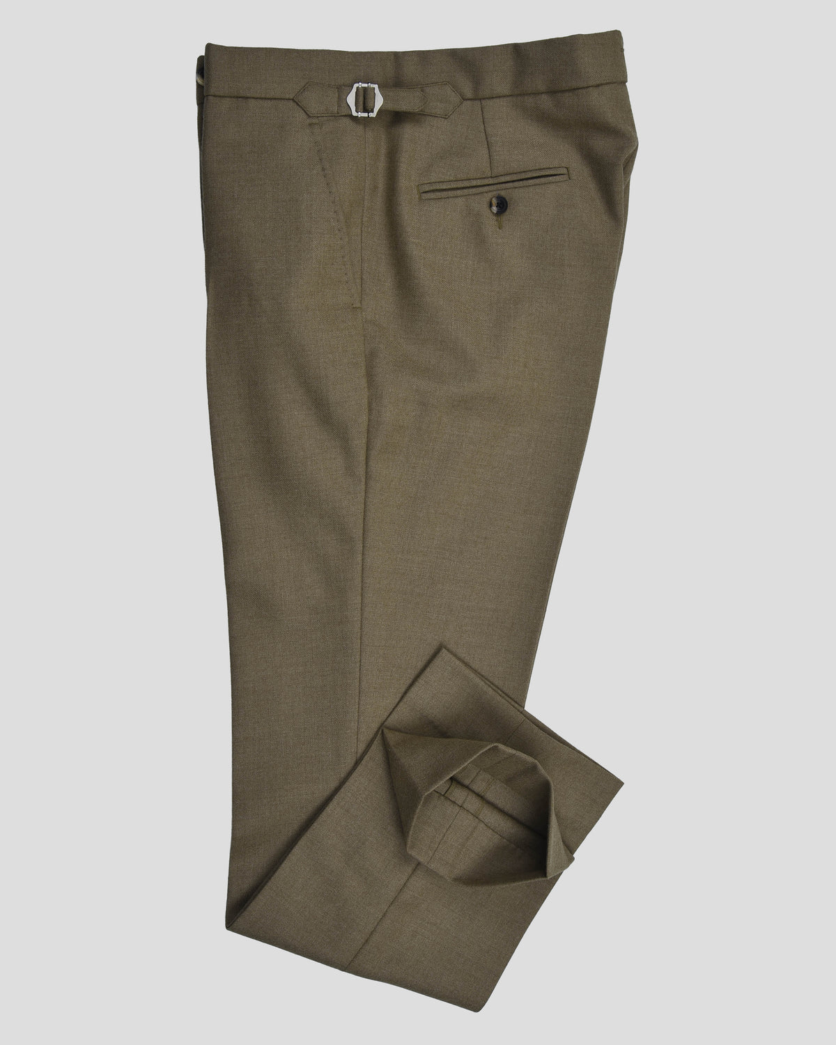 Dugdale Olive Beige Wool Flannel Dress Pant - 2