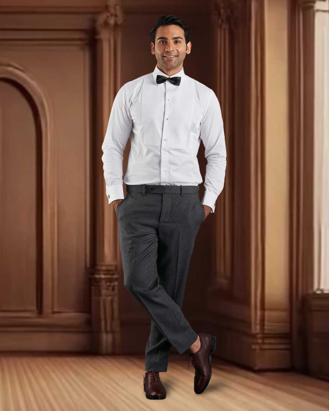 Dugdale Dark Grey Wool Flannel Dress Pant - 6
