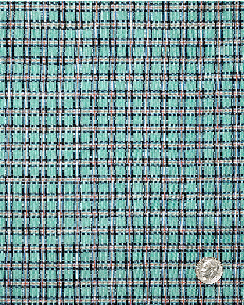 Blue Green Gingham Checks Oxford