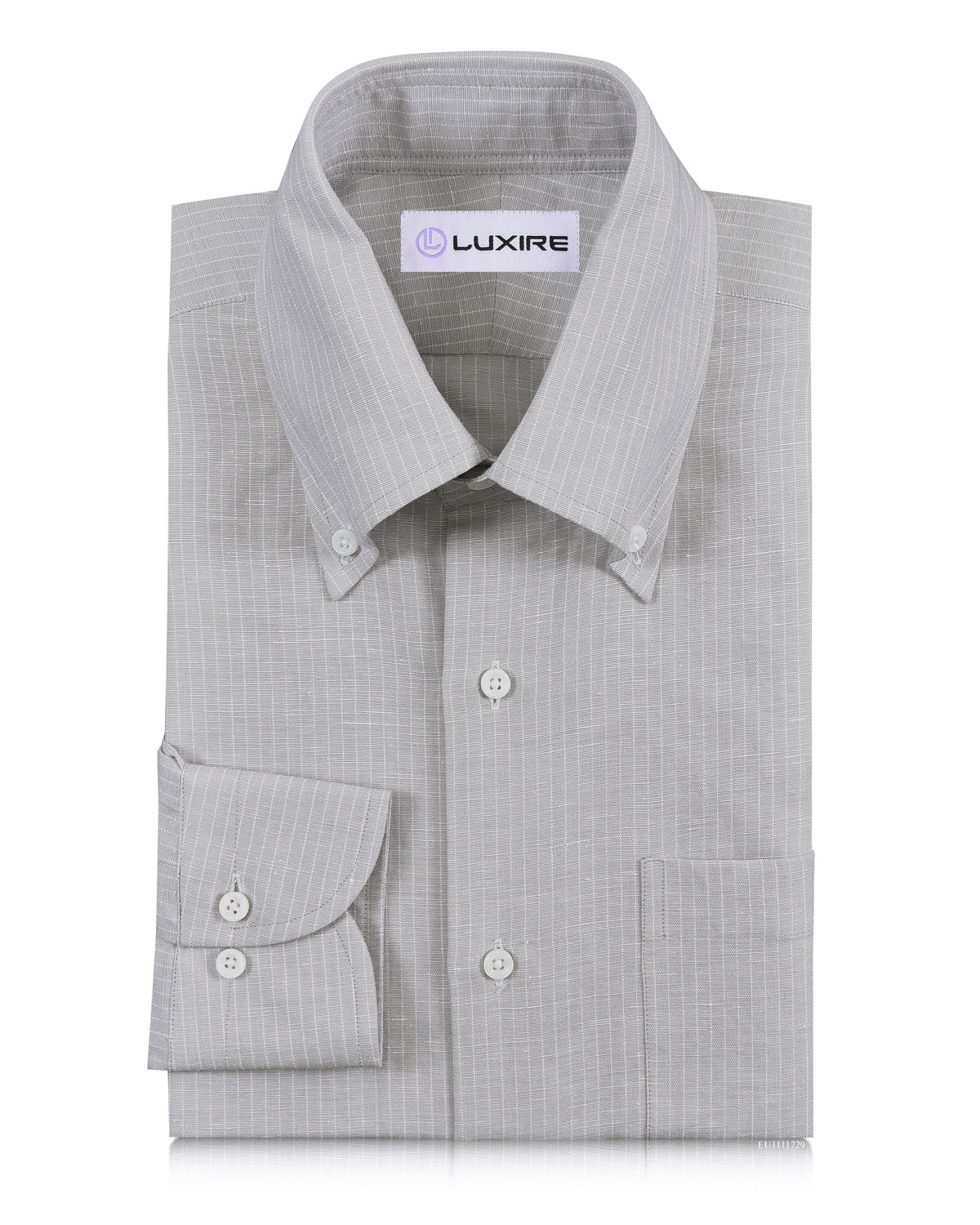 Cotton Linen: Grey Hairline Stripes On White - 1