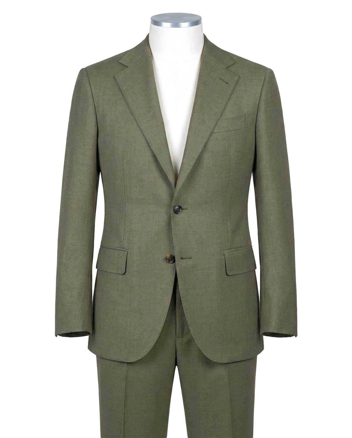 Dugdale Olive Wool Flannel Dress Suit - 2