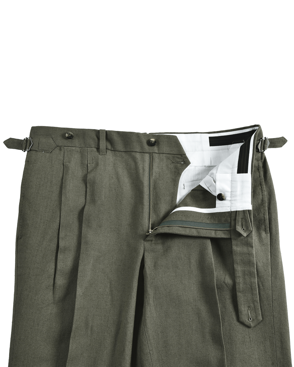 Linen Fresco Olive Green Dress Pant - 13
