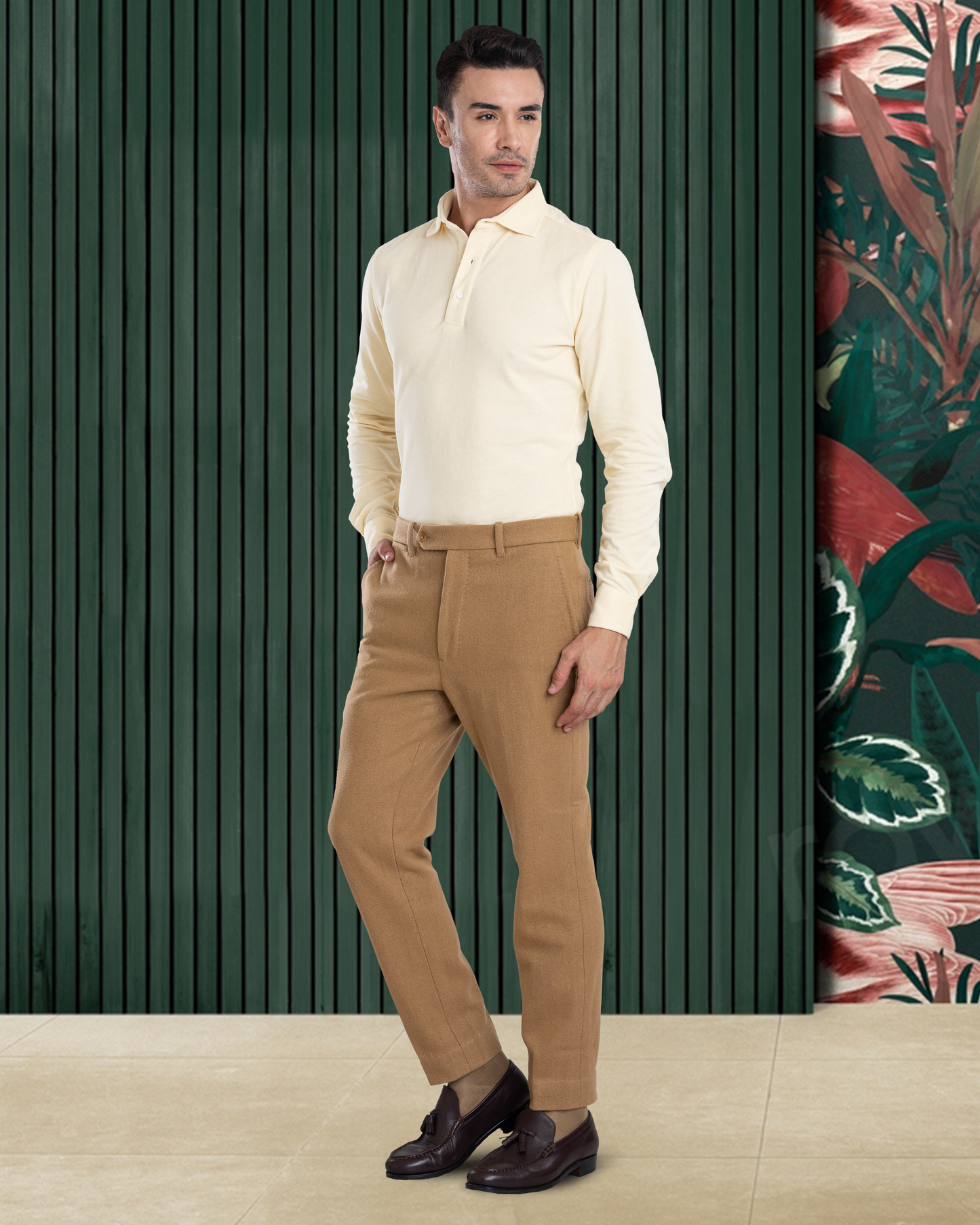 Camel Wool Flannel Pant