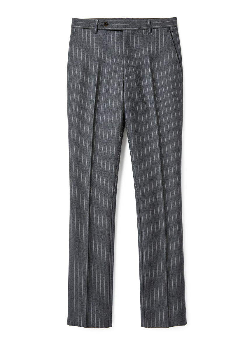 Grey Wool Pinstripes Pant - 1