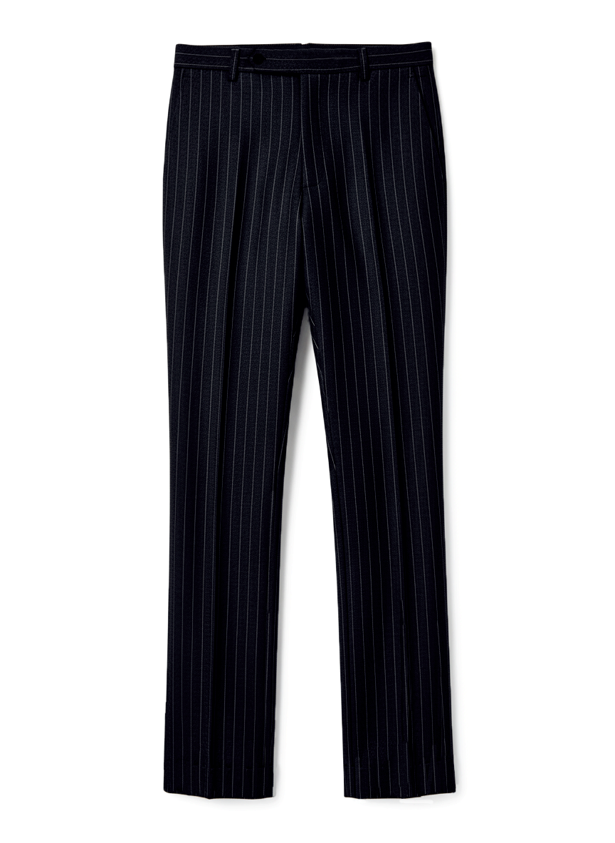 Navy Wool Pinstripes Pant - 1