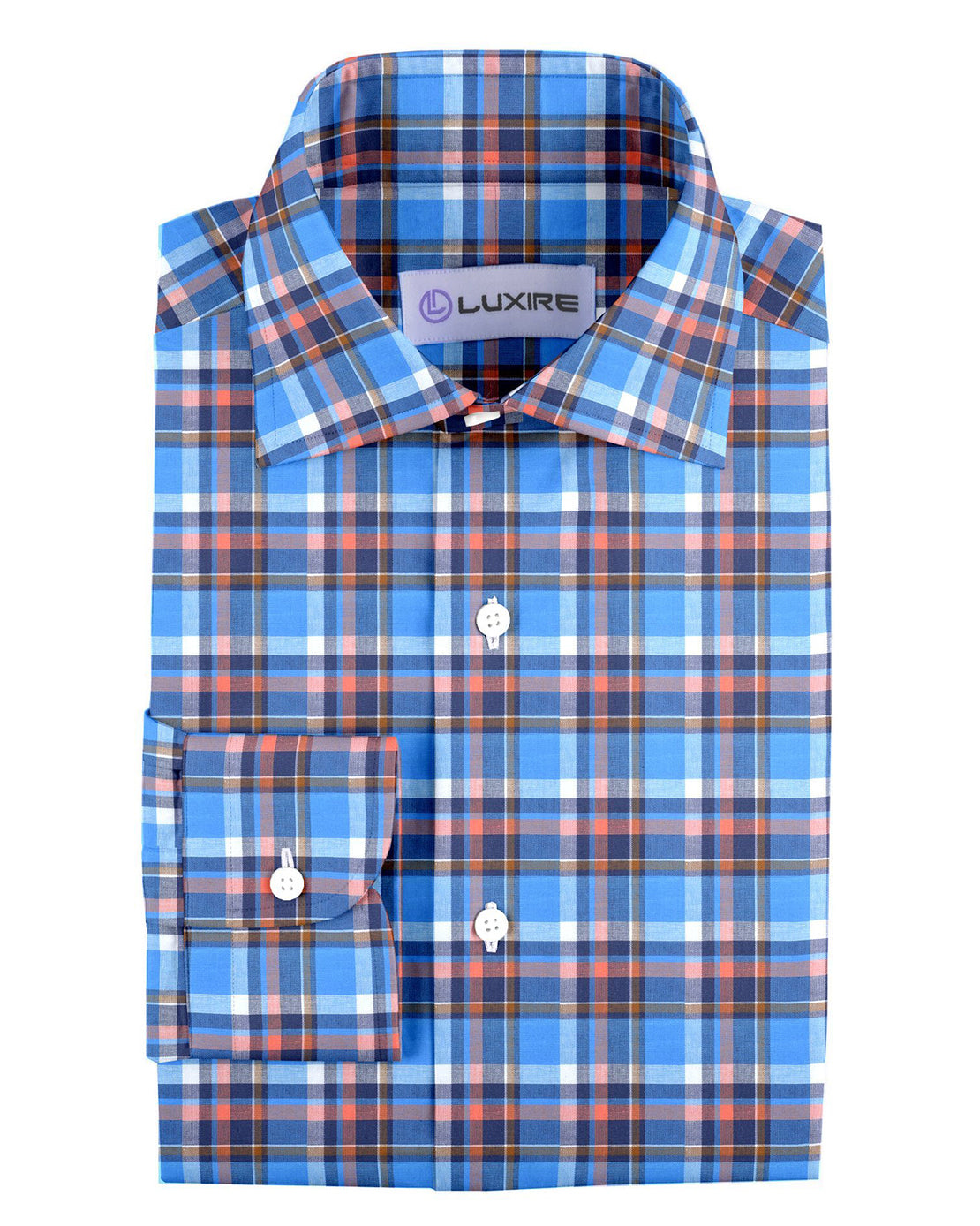 Blue Peach Navy Madras Checks - 1