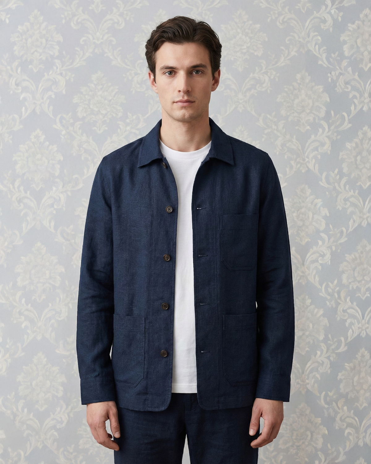Fresco Cotton Ink Blue Shirt Jacket - 1
