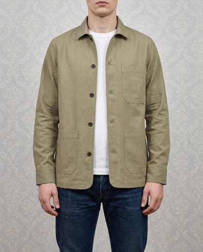Fresco Cotton Pale Olive Shirt Jacket