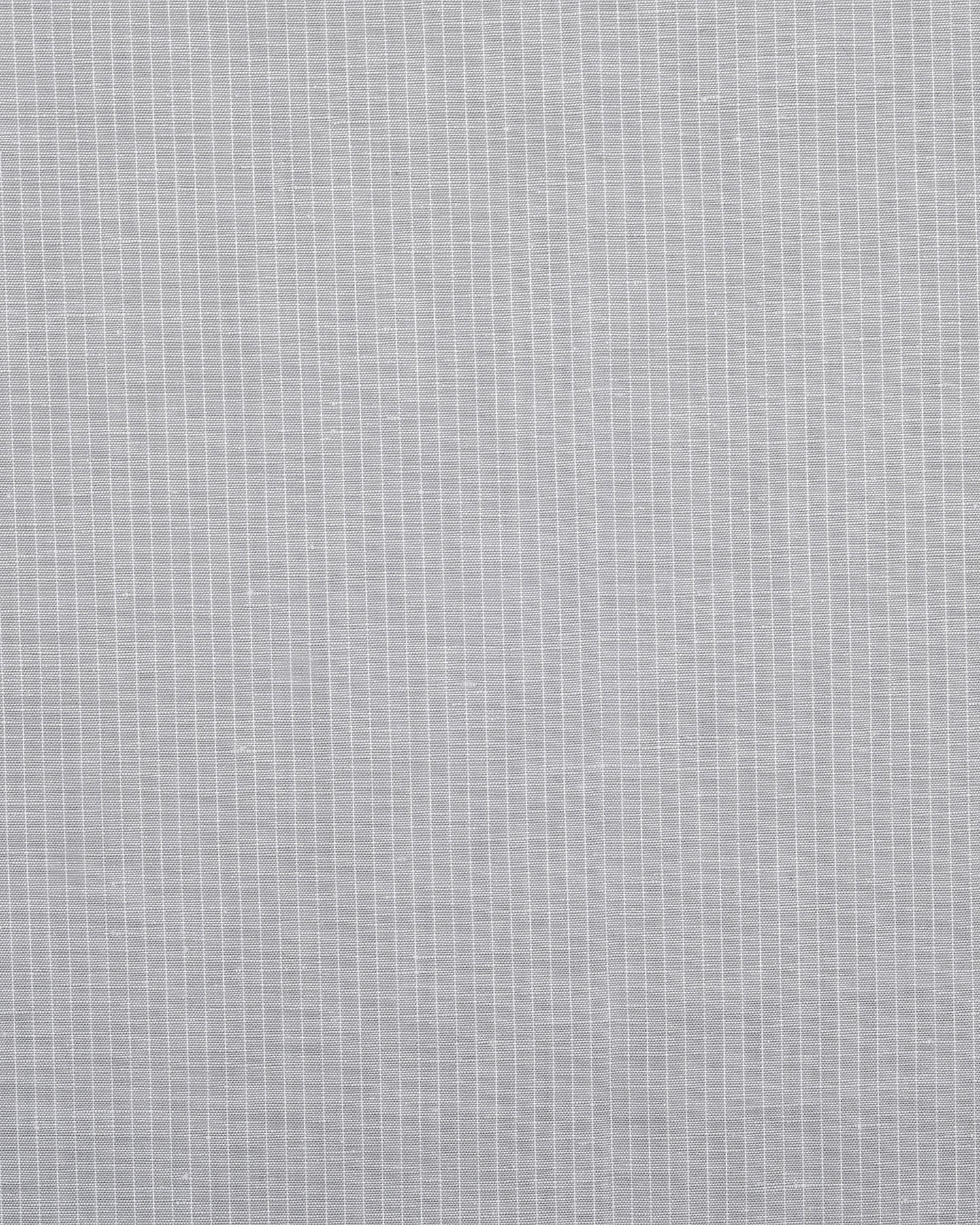 Cotton Linen: Grey Hairline Stripes On White