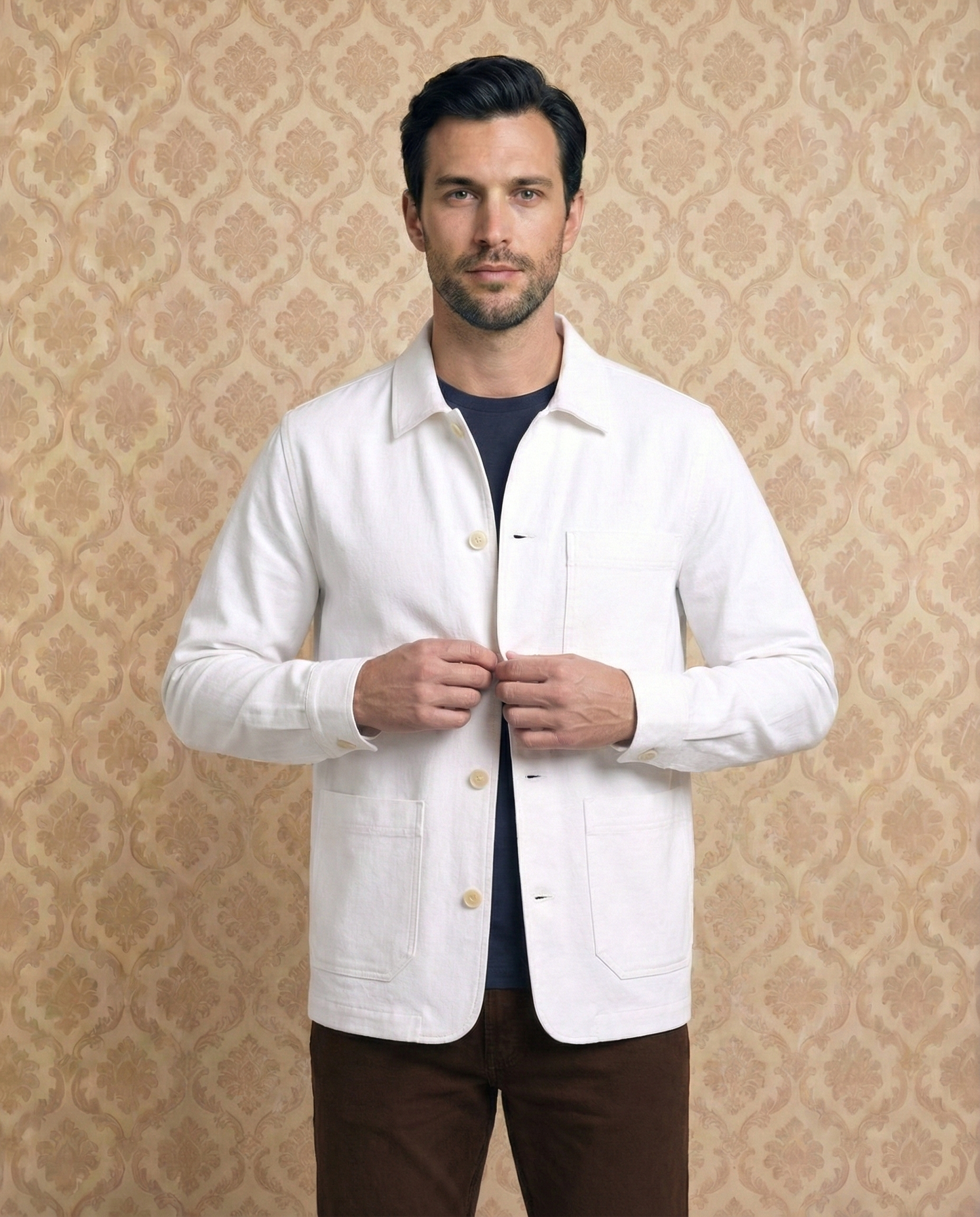 Fresco Cotton White Shirt Jacket