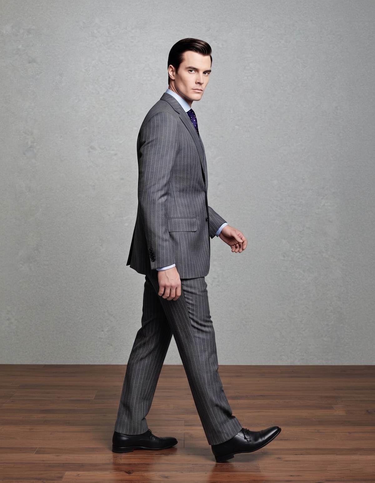Grey Wool Pinstripes Suit - 6