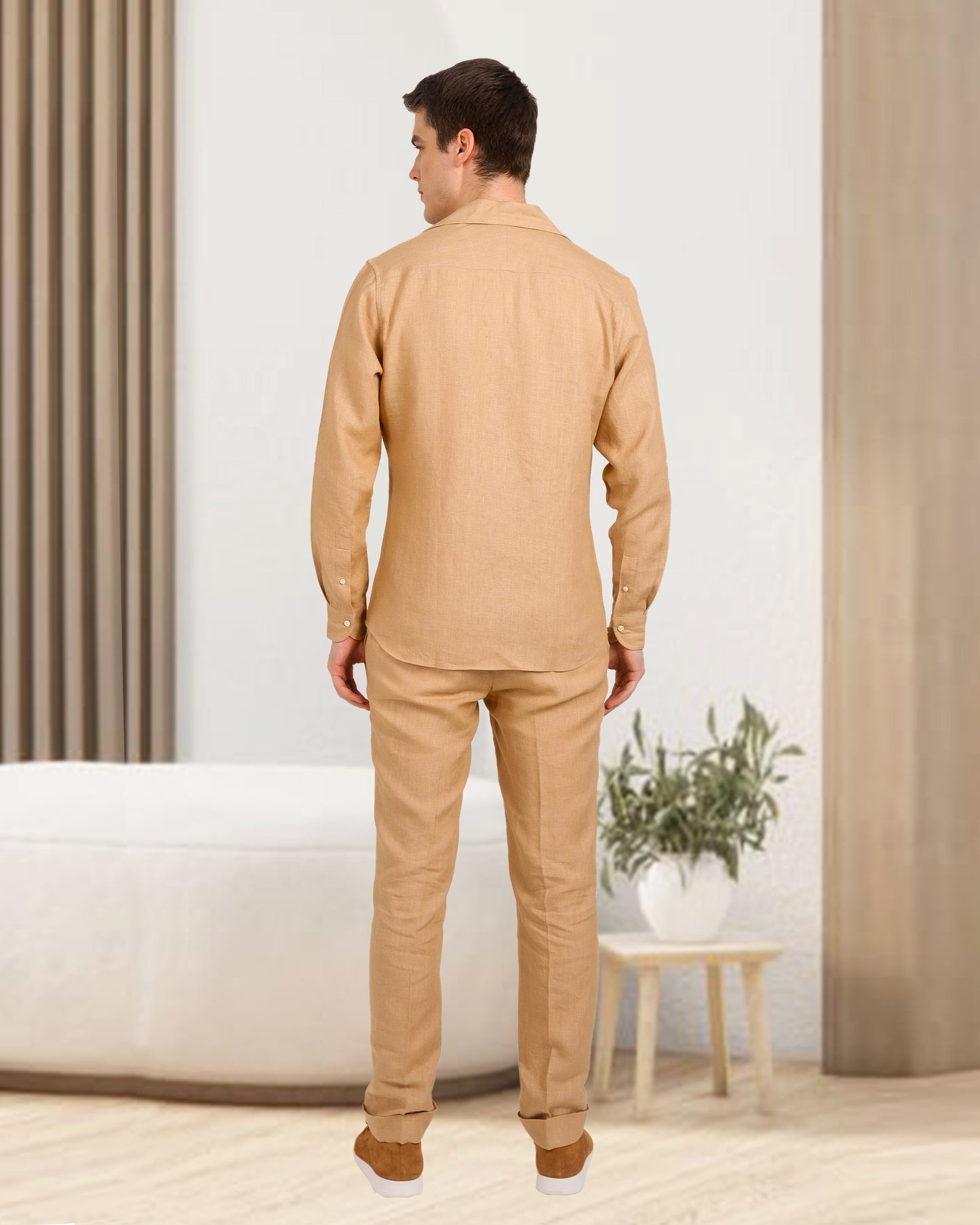 Golden Linen Dress Pant