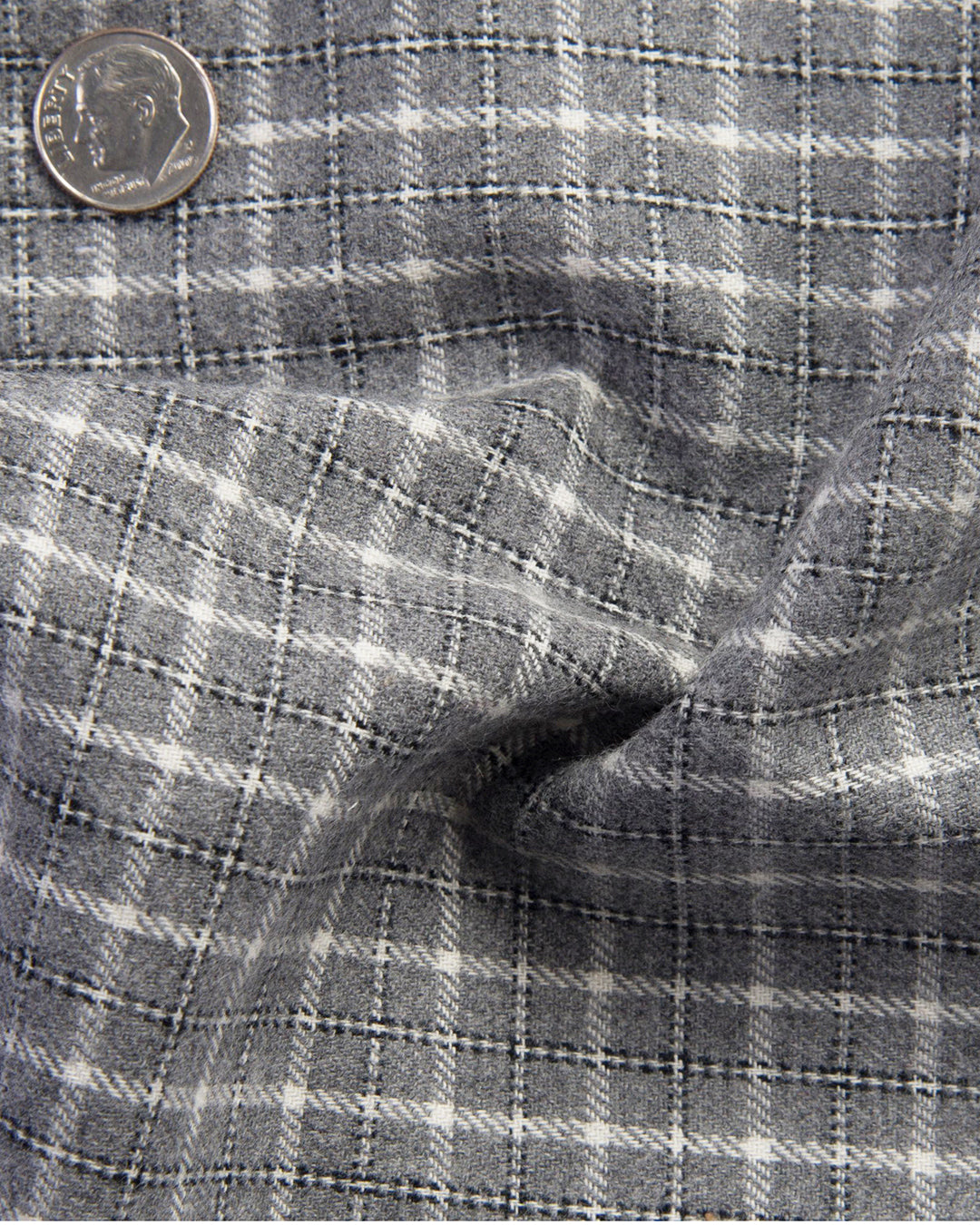 Grey White Tattersall Flannel Work Shirt