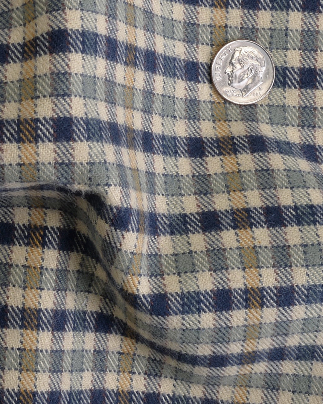 Navy Green Tattersall On Beige Flannel Shirt - 4