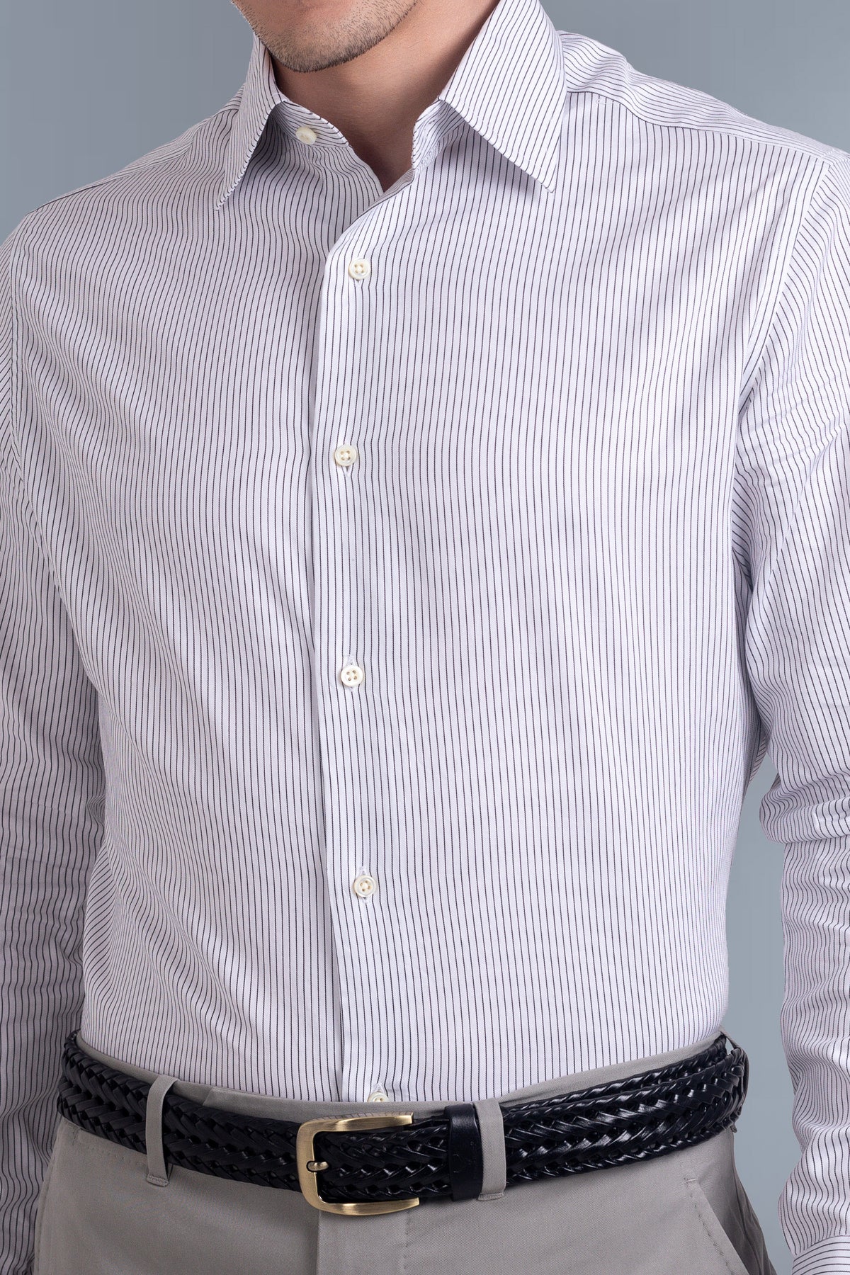 Monti White & Black Pin Stripes Shirt - 4