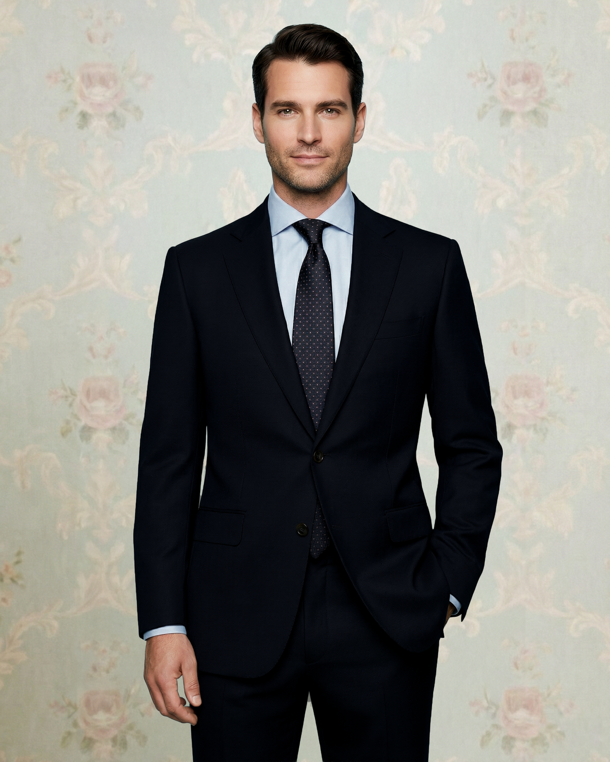 Washable Wool Suit: Navy - 1