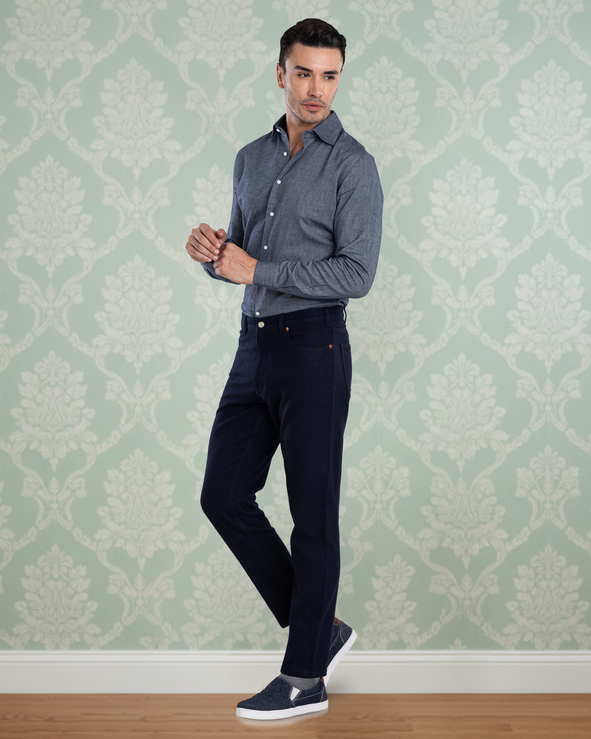 Navy Wool Jeans - 4
