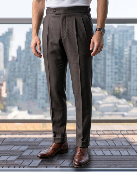 Loro Piana: Maroon Off-white Nailshead