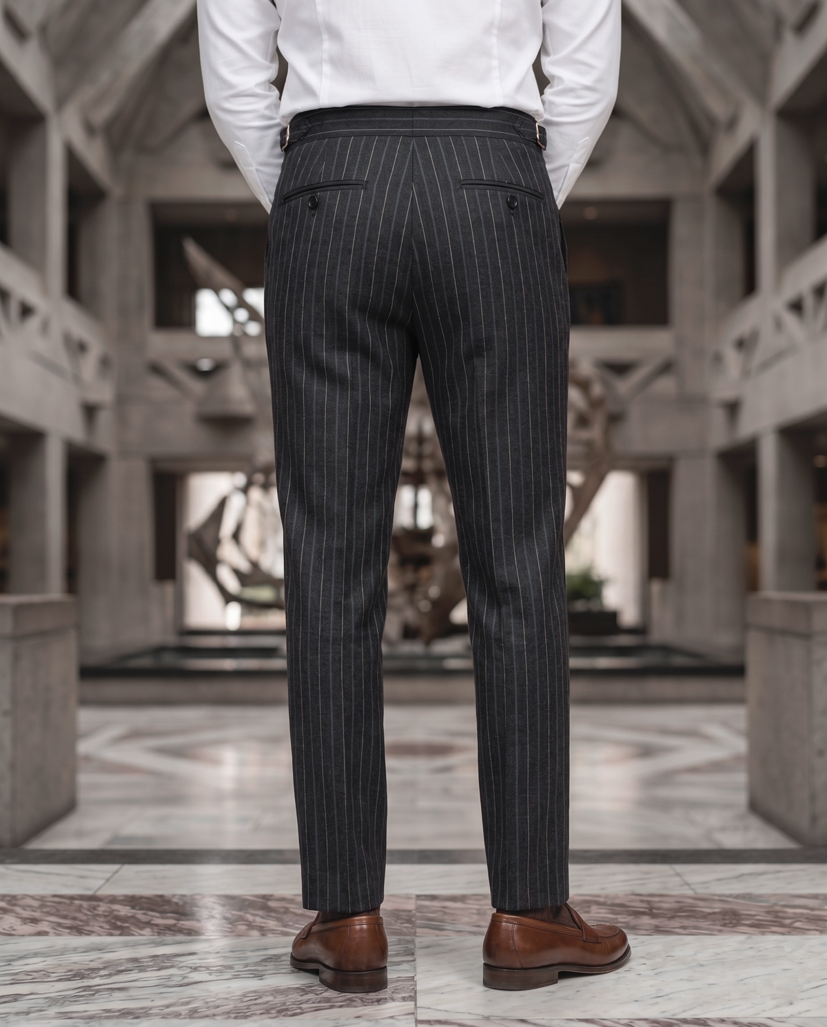 VBC Blue Yellow Alternate Stripes on Brown Pants - 2