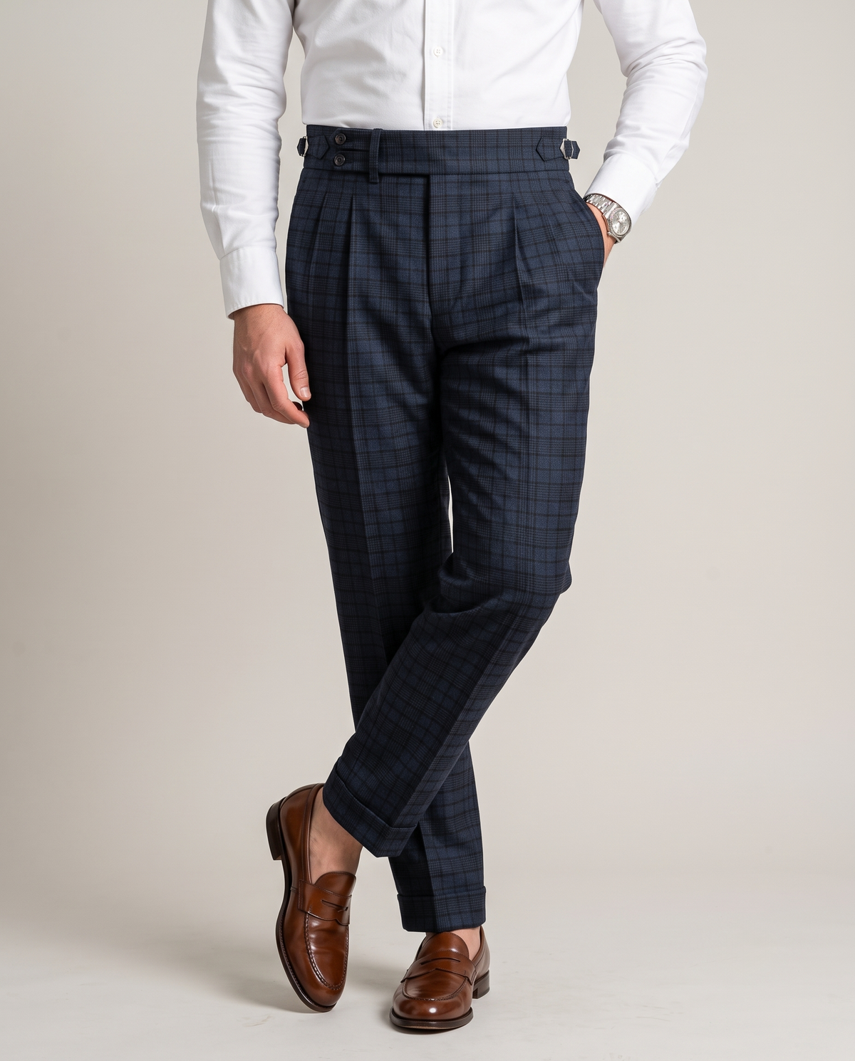 VBC Dark Blue Checks Pants - 1
