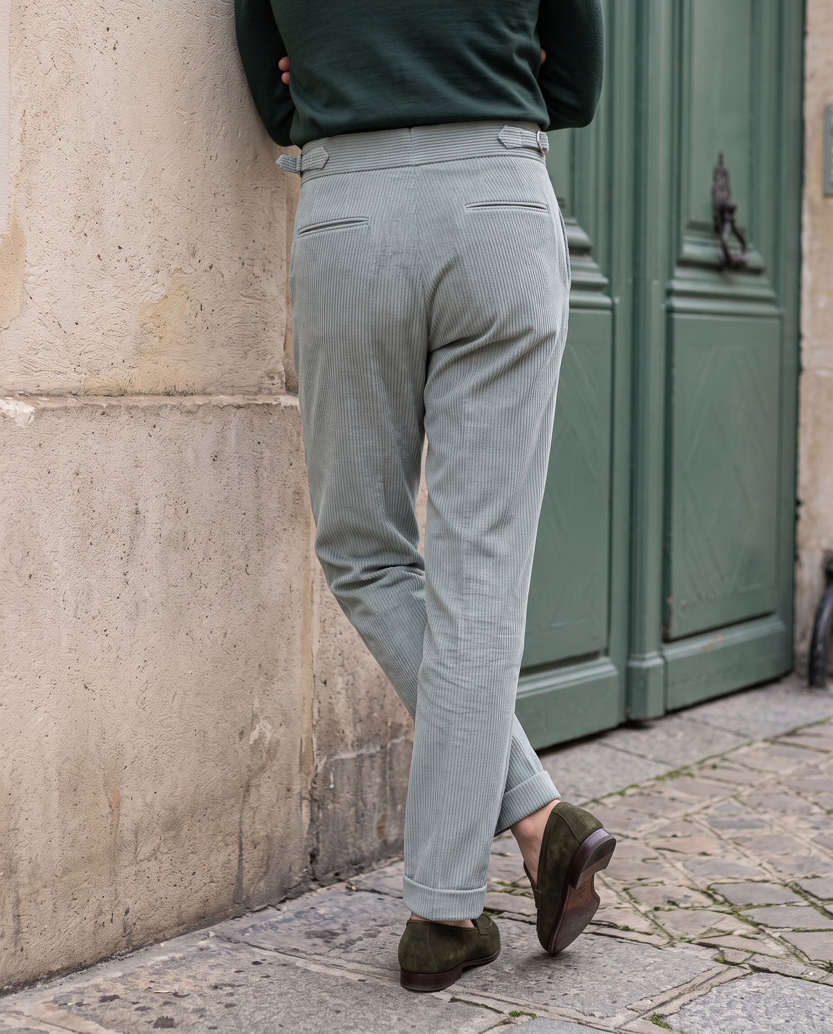Modrone Corduroy Seersucker Light Green -8 Wale - 2