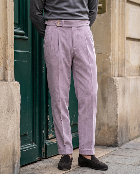 Modrone Corduroy Seersucker Lavender -8 Wale