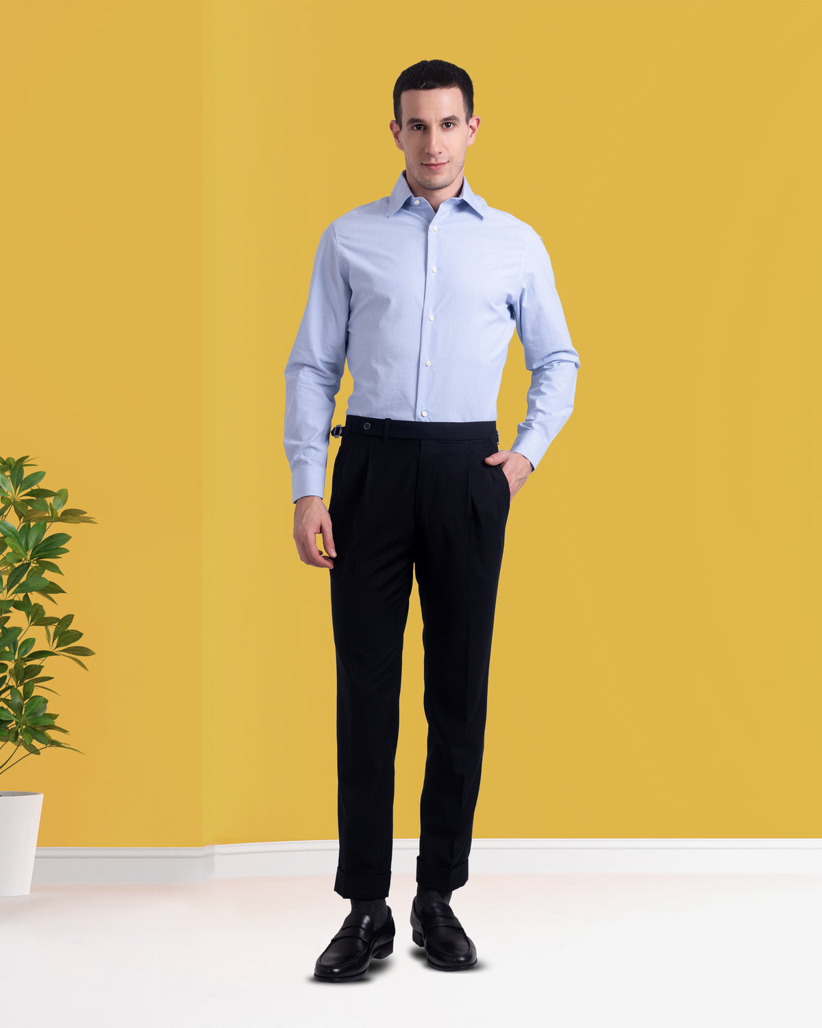 Pleated Black Washable Wool Pant - 2