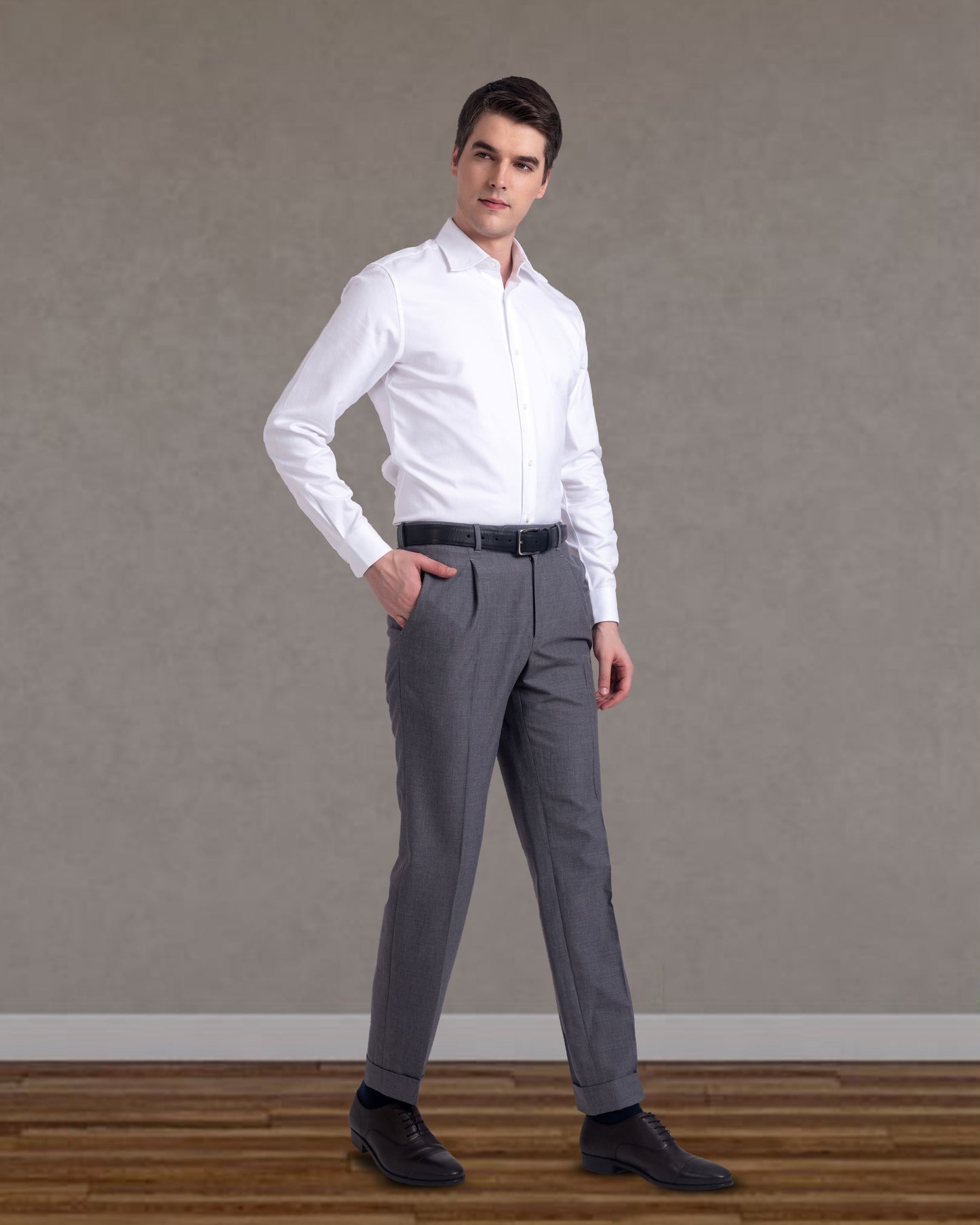 Pleated  Vitale Barberis Canonico Grey Dress Pant