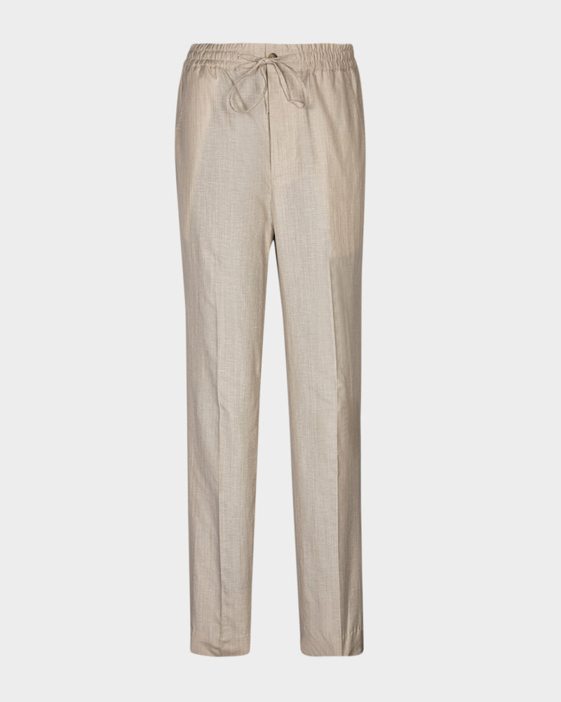 VBC: Ecru Wool-Linen Drawstring Pant