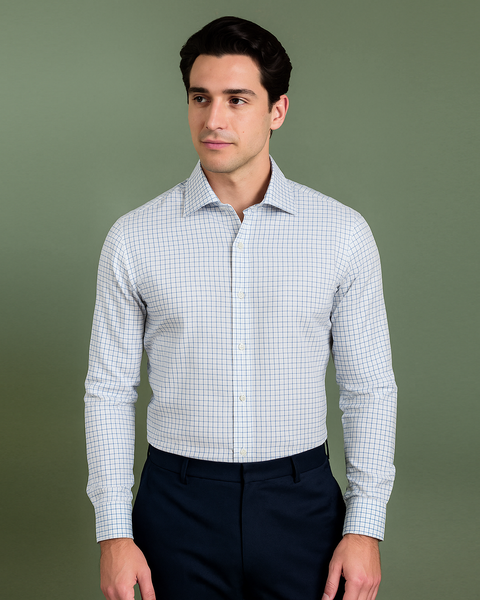 Navy White Checks Shirt