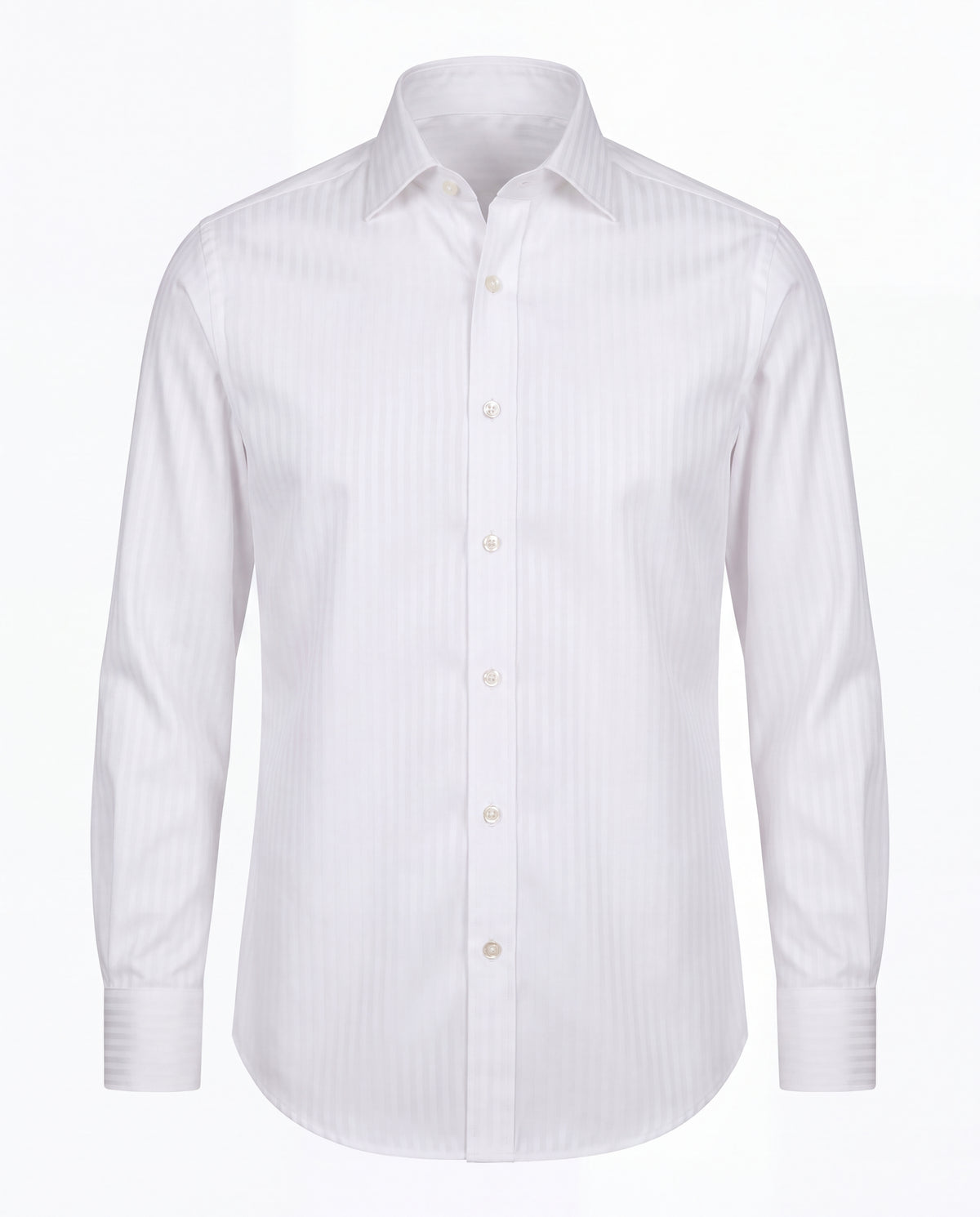 Nevron Wrinkle-Resistant White Self Stripes Herringbone Shirt - 8