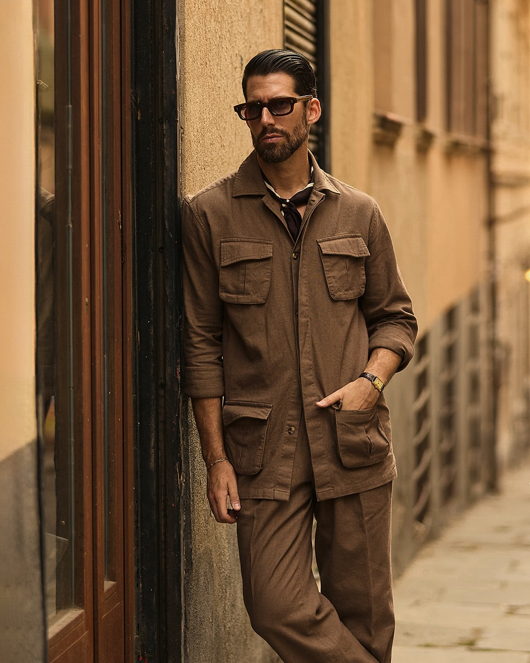 Linen Fresco Brown Pant - 5