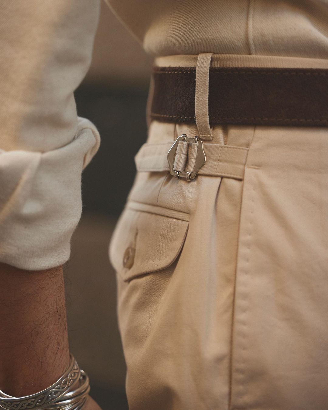 Pleated Khaki Twill Pant - 8