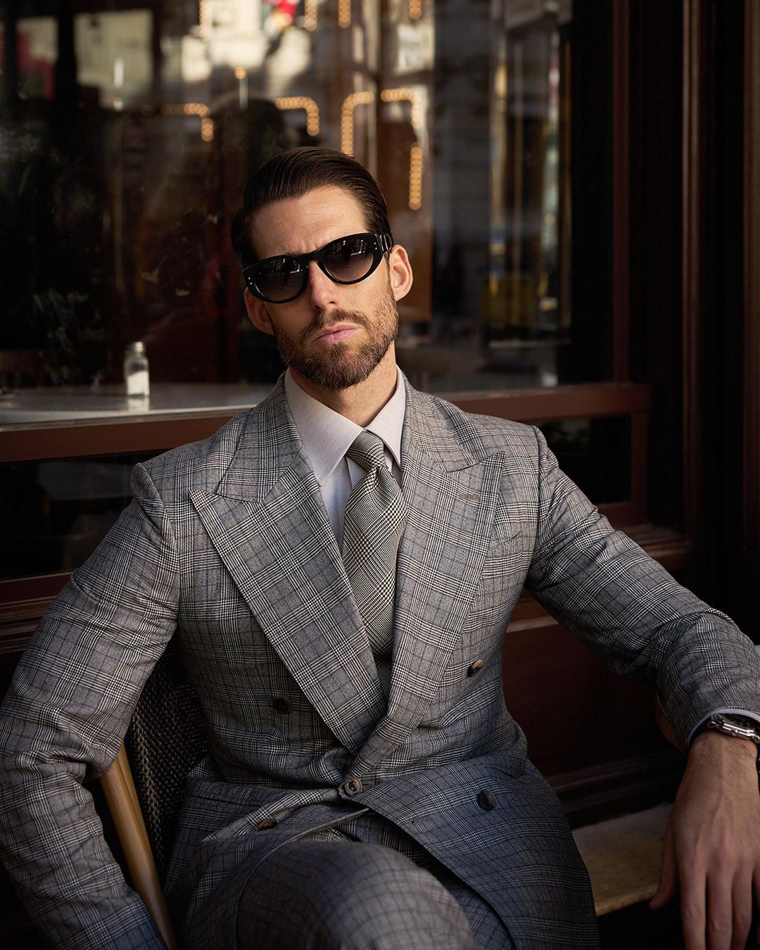 Drapers Black and White Glen Plaid Checks Suit - 3