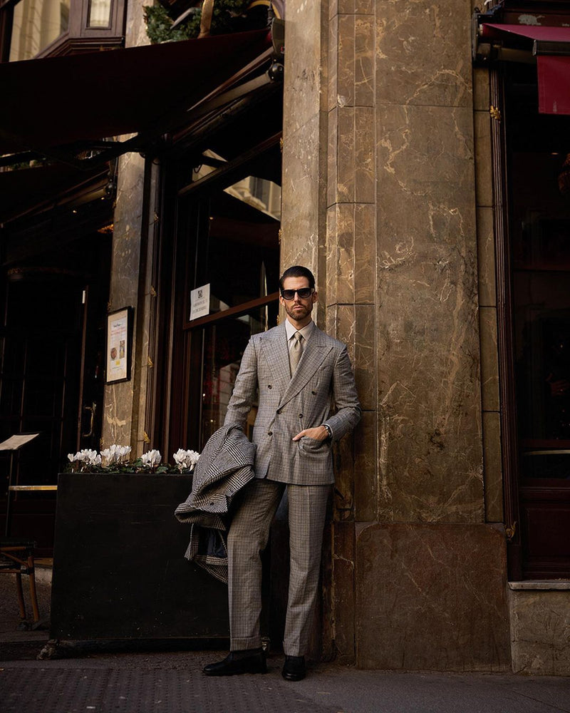 Drapers Black and White Glen Plaid Checks Suit