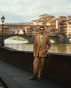 Linen Fresco Golden Brown Double Breasted Suit