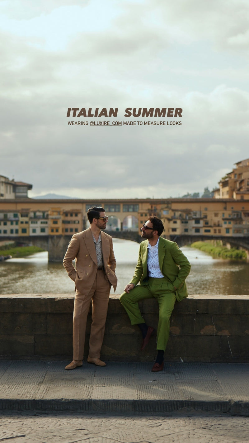 Linen Fresco Golden Brown Double Breasted Suit