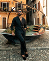 Summer Shirt in Black Linen Classic with one piece collar placket
